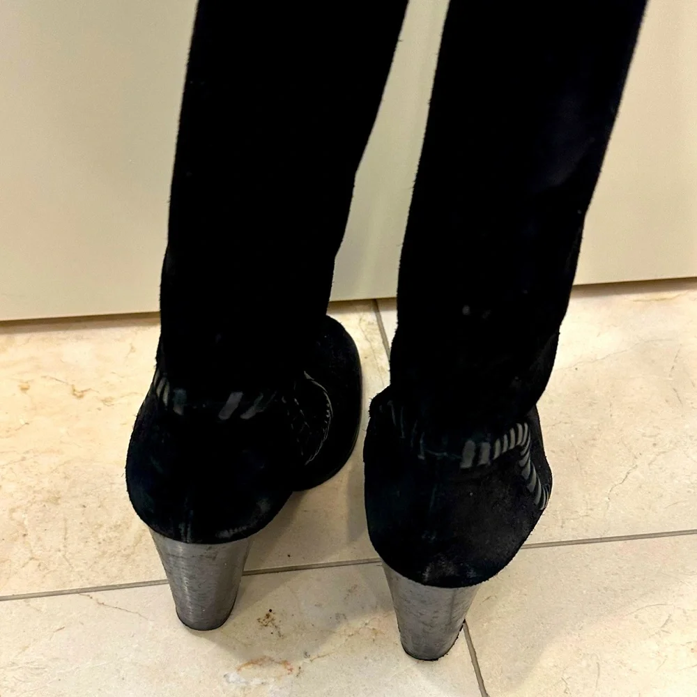 Michael Kors suede knee high boots western whipstitch - Picture 4 of 8